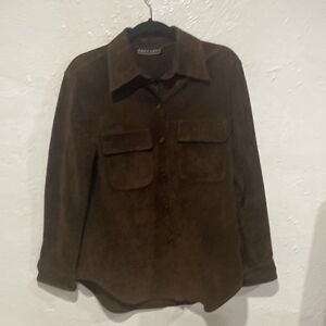 Erez Levy Brown Suede Leather Jacket size  Medium Like New